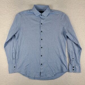 Zachary Prell Dress Shirt Mens Small Blue Stretch Oxford Cotton Button Up